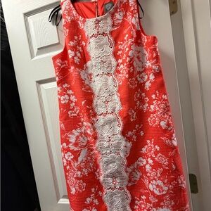 Vince Camuto Red and White Floral Kids Dress